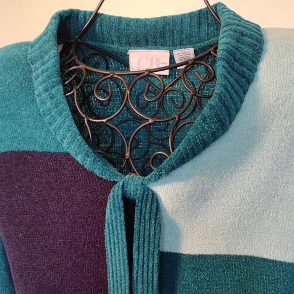 CB Collection Buttery Soft Teal Blue Scoop Neck Sweater Petite Large - Picture 5 of 11